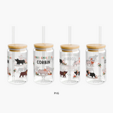 Christmas Livestock Personalized Glass Can