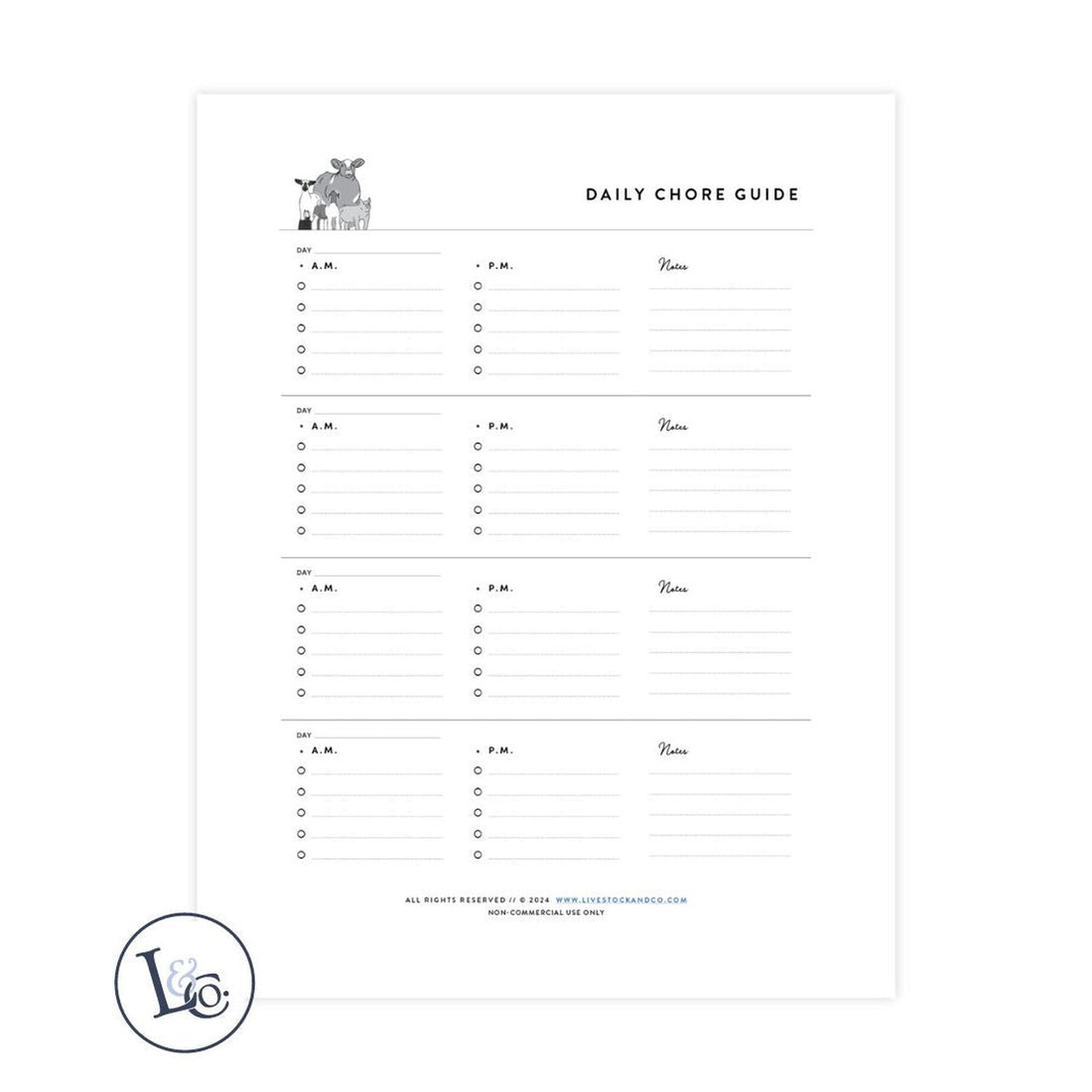 Custom Made Chore Guide - Daily Stock Show Livestock - Livestock &amp;amp; Co. Boutique