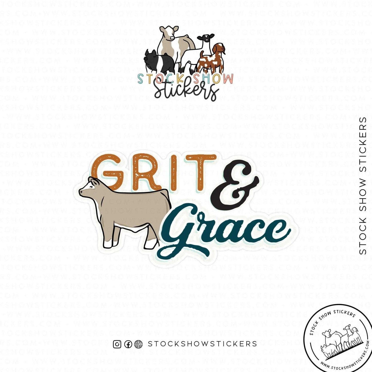 Custom Made Grit &amp; Grace Livestock Stickers Stock Show Livestock - Livestock &amp;amp; Co. Boutique