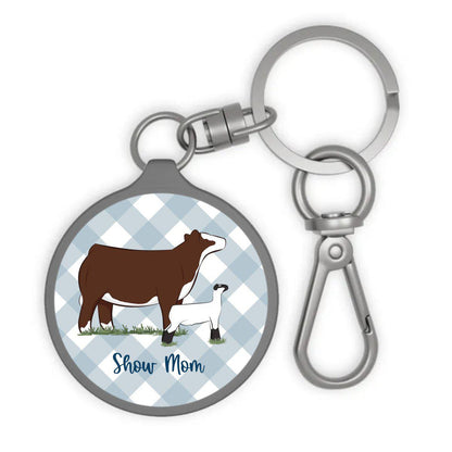 Custom Made Key Chain Tag - Gingham Stock Show Livestock - Livestock &amp;amp; Co. Boutique