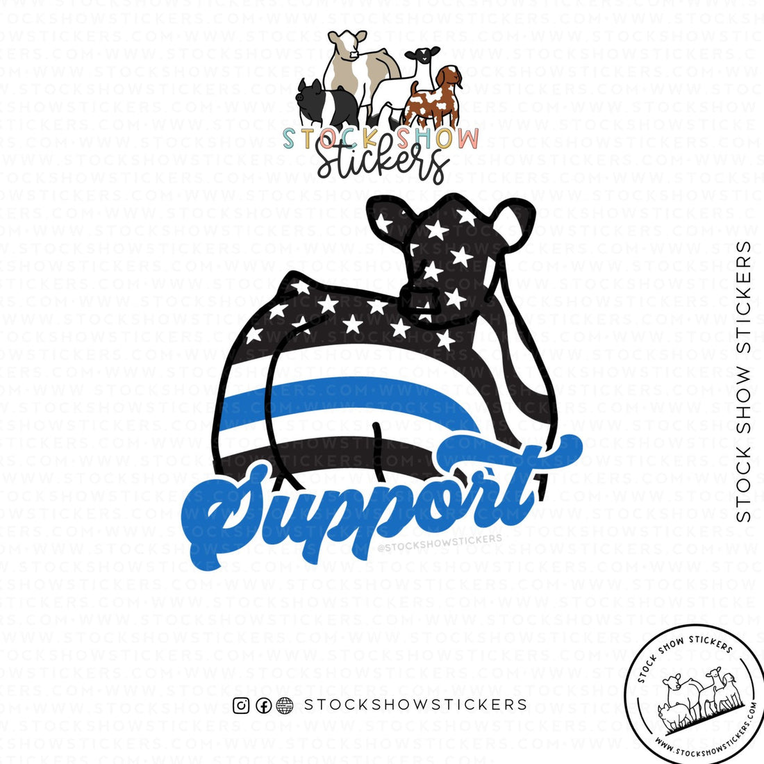 Custom Made Thin Blue Line Support Livestock Stickers Stock Show Livestock - Livestock &amp;amp; Co. Boutique