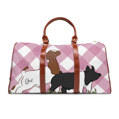 Custom Made Waterproof Travel Bag - Gingham Stock Show Livestock - Livestock &amp;amp; Co. Boutique